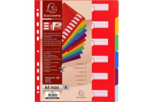 Exacompta - Ref. 4806E - Intercalaires polypropylene rigide opaques avec 6 onglets neutres - Premier index imprime - Format a  c