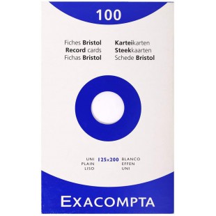 Exacompta 13303E Etui 100 Fiches Bristol Blanc 125/200