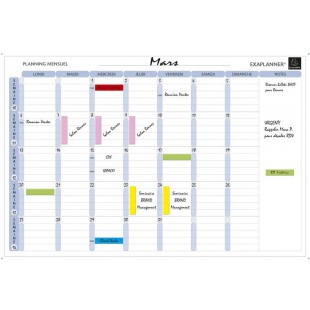 Exacompta - Ref. 57150E - 1 tableau blanc magnetique planning mensuel - textes en francais - effacable a  sec - livre avec tous 