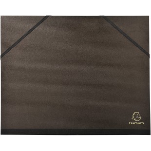 EXACOMPTA 547100E Carton a  dessin kraft noir vernis avec elastiques 26x33 cm - Pour formats A4 et 24x32 cm Noir