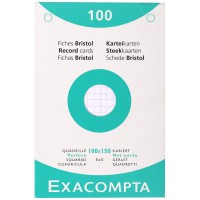 Exacompta 13602E Etui 100 Fiches Bristol Blanc 100/150 5x5 Perforee