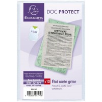 Exacompta - Ref. 5395E - Paquet de 10 etuis de protection pour papiers voiture PVC lisse 20/100e - Cristal