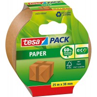 Tesa Ruban Adhesif Papier Kraft EcoLogo - Adhesif d'Emballage en Papier ecologique ,60 % de Materiaux Naturels - Marr