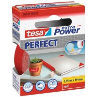 Tesa extra Power Perfect - Ruban Adhesif Toile - Ruban de Reparation pour Artisanat, Fixation, Renforcement et etiquetage - Roug