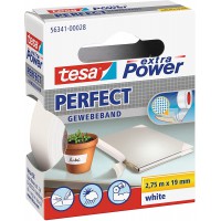 Tesa extra Power Perfect - Ruban Adhesif Toile - Ruban de Reparation pour Artisanat, Fixation, Renforcement et etiquetage - Blan