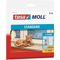 tesa Calfeutrer Joint Portes & Fenetres - Profil I standard - Joint d'isolation Adhesif en Mousse - Blanc - 6 m x 9 mm x 4 mm