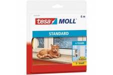 tesa Calfeutrer Joint Portes & Fenetres - Profil I standard - Joint d'isolation Adhesif en Mousse - Blanc - 6 m x 9 mm x 4 mm