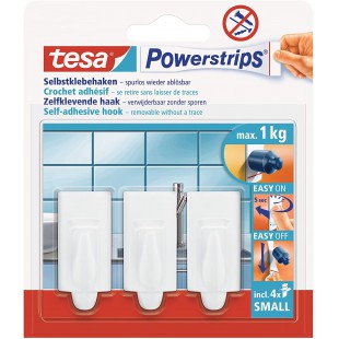 Tesa 57559-00000-00 Powerstrips 3 mini crochets design + 4 Mini Languettes Blanc