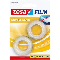 Tesa Lot de 2 Rubans Adhesifs Transparents - Rouleau Resistant Double Face et Hautement Adhesif - Adhesif en Polypropylene - Rub