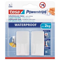 Tesa Powerstrips 2 Crochets rectangulaires Blanc + 2 Languettes Impermeable 59701-00003-00