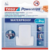 Tesa Powerstrips Porte Rasoir Metal Wave - Waterproof - Support de Rasoir Amovible en Acier Inox pour la Douche - Peut supporter