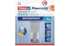 Tesa Powerstrips Crochet Adhesif Waterproof ZOOM - Crochet Amovible Mural en Acier Inoxydable, Waterproof pour la Douche et la S