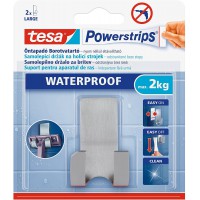 Tesa Powerstrips Porte Rasoir Metal Zoom - Waterproof - Support de Rasoir Amovible en Acier Inox pour la Douche - Peu