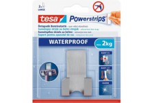 Tesa Powerstrips Porte Rasoir Metal Zoom - Waterproof - Support de Rasoir Amovible en Acier Inox pour la Douche - Peu