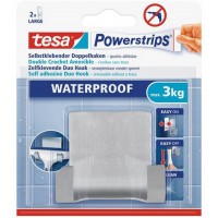 Tesa Powerstrips Crochet Double Auto-Adhesif Waterproof - Amovible, Haut Pouvoir de Fixation pour Objets Jusqu'a  3 Kg - Patere 