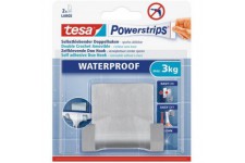 Tesa Powerstrips Crochet Double Auto-Adhesif Waterproof - Amovible, Haut Pouvoir de Fixation pour Objets Jusqu'a  3 Kg - Patere 