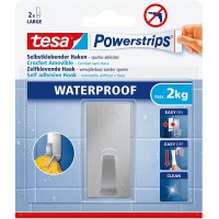 Tesa Powerstrips Crochets Auto-Adhesifs Waterproof Angulaire L -1 Crochet Muraux pour Cuisine et Salle de Bains - Accroche Servi