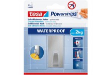 Tesa Powerstrips Crochets Auto-Adhesifs Waterproof Angulaire L -1 Crochet Muraux pour Cuisine et Salle de Bains - Accroche Servi