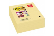 Notes Super Sticky Post-it® 90 feuilles 76x76 mm Lot de 18+6 - Jaune