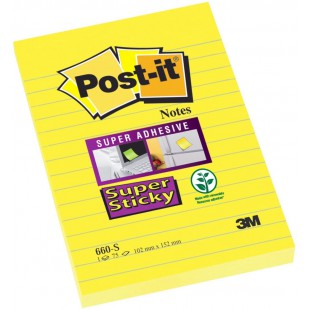 Post-it 660-S Notes Repositionnables 102 x 152 mm 75 Feuilles Jaune Jonquille