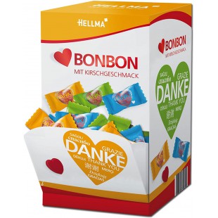 Boite presentoir de 200 Bonbons Cerise en forme de Coeur