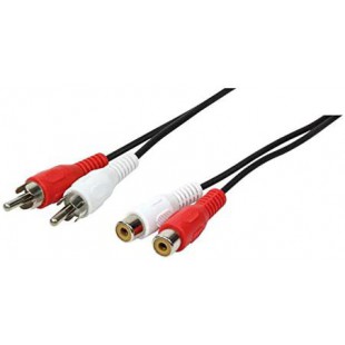 LogiLink CA1037 Cable Acoustique 2 x Cinch male/Femelle 5 m Noir