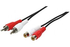 LogiLink CA1037 Cable Acoustique 2 x Cinch male/Femelle 5 m Noir