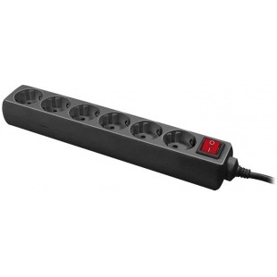 LogiLink LPS202B Multiprises Plug EU avec Commutateur On-Off 6 Prises + Cable 1,50 m Noir
