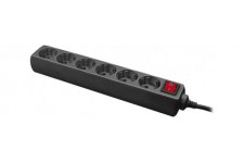 LogiLink LPS202B Multiprises Plug EU avec Commutateur On-Off 6 Prises + Cable 1,50 m Noir