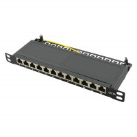 LogiLink NP0066 Baie de branchements 0.5U - Baies de branchements (Cat6a, 10 Gigabit Ethernet, RJ45, Noir, Metal, 0.5U)