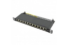 LogiLink NP0066 Baie de branchements 0.5U - Baies de branchements (Cat6a, 10 Gigabit Ethernet, RJ45, Noir, Metal, 0.5U)