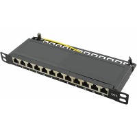 LogiLink NP0069 baie de branchements 0.5U - Baies de branchements (Cat6, Gigabit Ethernet, RJ45, Noir, Metal, 0.5U)