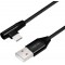 Cable USB 2.0 type A vers USB (type C) coude a  90° Noir 0,3 m