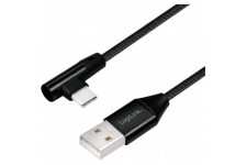 Cable USB 2.0 type A vers USB (type C) coude a  90° Noir 0,3 m