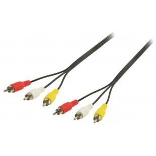 Câble vidéo composite 3RCA M - 3RCA M 3x RCA Mâles - 3x RCA Mâles 5.00 m Noir