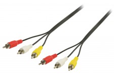 Câble vidéo composite 3RCA M - 3RCA M 3x RCA Mâles - 3x RCA Mâles 5.00 m Noir