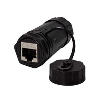 LogiLink 060676 Double prise IP68 RJ45 Cat.6A femelle avec passe-cable Noir