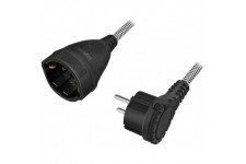 LogiLink LPS104 Rallonge de cable d'alimentation CEE 7/7 vers CEE 7/3 avec poignee Pliable Pratique et cable Textile 3 m