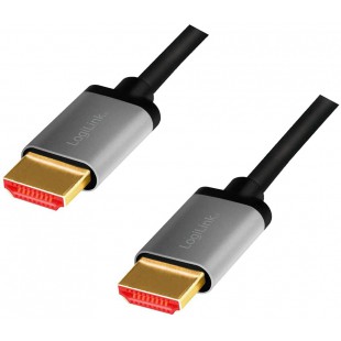 LogiLink CHA0104 Cable de raccordement HDMI 8 K/60 Hz, aluminium, noir/gris, 1 m
