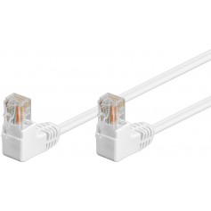 CABLE RJ45 RESEAU ANGLE 2 x 90 degres U/UTP BLANC 0.25M