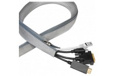 LogiLink KAB0071 Gaine de cable avec Fermeture eclair pour proteger Les cables et pour Un Aspect soigne, Ø 20 mm, 1 m, Gris