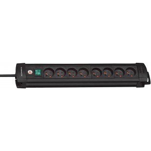 Brennenstuhl Multiprise Premium-Plus Noire, 8 Prises, avec 3m de cable, Fabrication Francaise