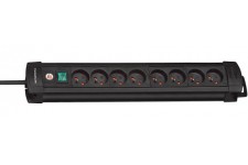 Brennenstuhl Multiprise Premium-Plus Noire, 8 Prises, avec 3m de cable, Fabrication Francaise