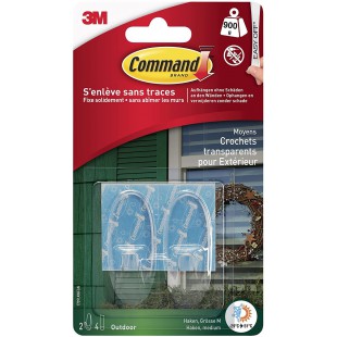 Command Crochets Transparents pour Exterieur - Accrochez des Decorations Exterieures, Couronnes et Autres Objets