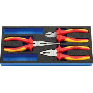 50829001986 VDE Jeu de pinces, Rouge/Jaune/Argent