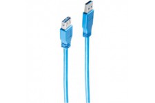 USB 3.0, 1.8m cable USB 1,8 m USB A Bleu - Cables USB (1.8m, 1,8 m, USB A, USB A, 3.0 (3.1 Gen 1), Male Connector/Female Connect