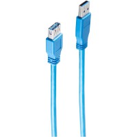 BS77133 cable USB 3 m USB A Bleu - Cables USB (3 m, USB A, USB A, 3.0 (3.1 Gen 1), Male Connector/Female Connector, Bleu)