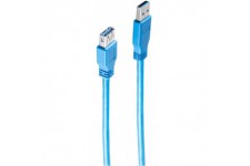 BS77133 cable USB 3 m USB A Bleu - Cables USB (3 m, USB A, USB A, 3.0 (3.1 Gen 1), Male Connector/Female Connector, Bleu)