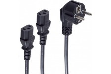 Type F/2 x C13 1.8m 1.8m Prise d'alimentation Type F Coupleur 2 x C13 Noir cable electrique - Cables electriques (1,8 m, Male/Fe