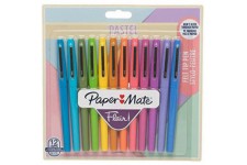 Blister de 12 stylos feutre Flair Original, pointe M 0,8 mm, encres 12 coul. pastel